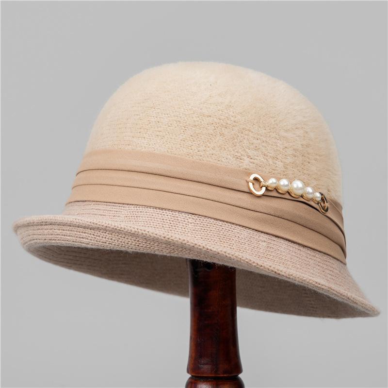 French Vintage Style Rolled Brim Cloche Cap Casual Felt Fisherman Hat, Breathable Non-Stretch Material with Embossed Craftsmanship