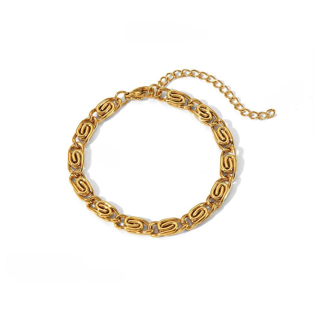 Thin Stainless Steel Bracelet Paper Clip Gold Bracelets Women Geometry Hands Jewelry Gift