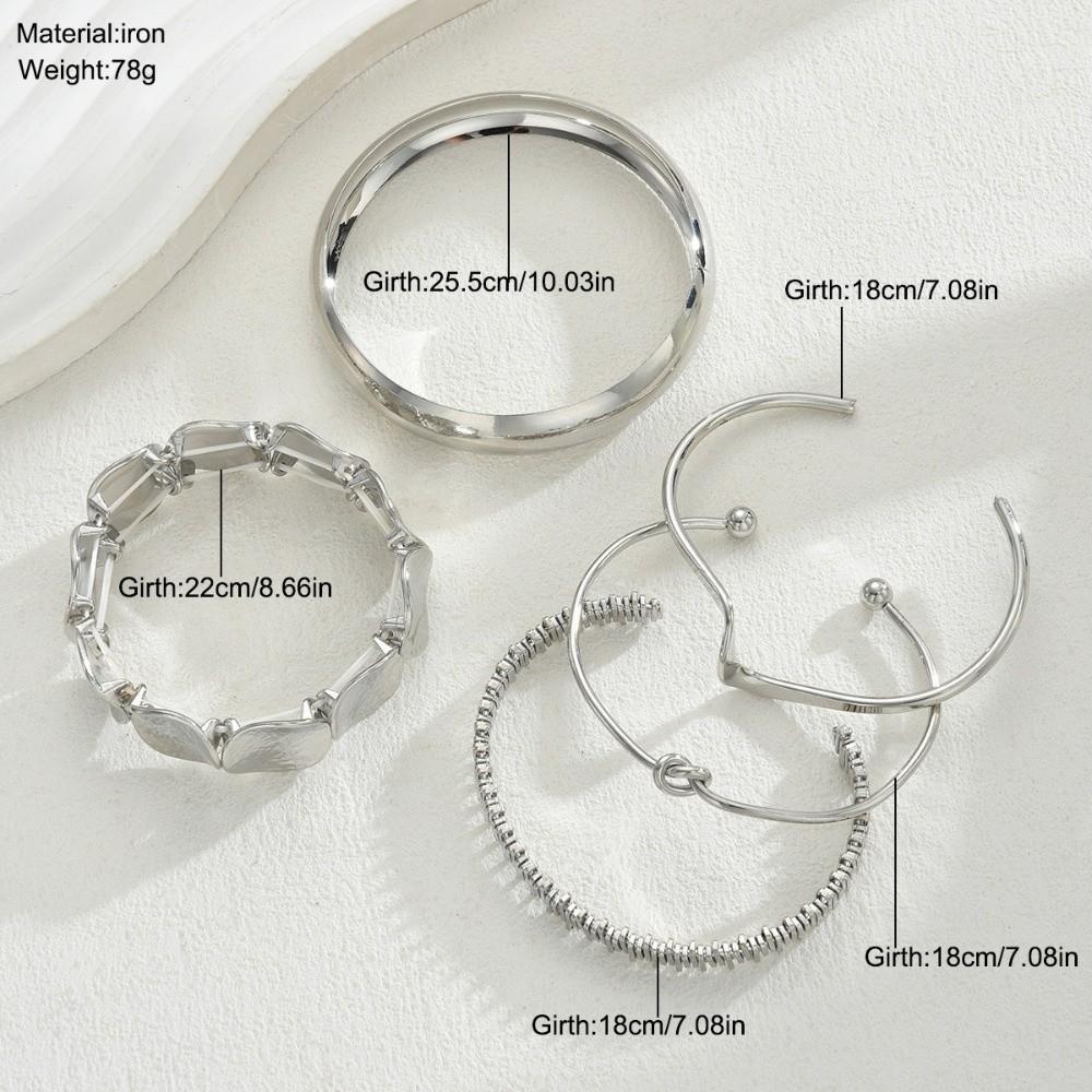5Pcs/Set Gold Color Knot Cuff Bracelets Metal Women's Hand Bracelet  Jewelry Gifts