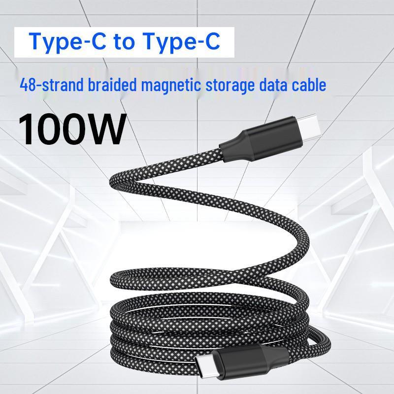 100 Вт Двухцветный Плетеный Магнитный Зарядный Кабель для Apple и Huawei Type-C