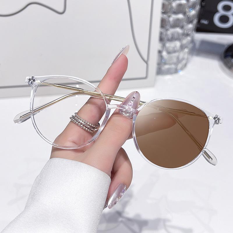 New anti-blue flat glasses ultra-light pure cold brown glasses plain artifact ins style literary flat glasses