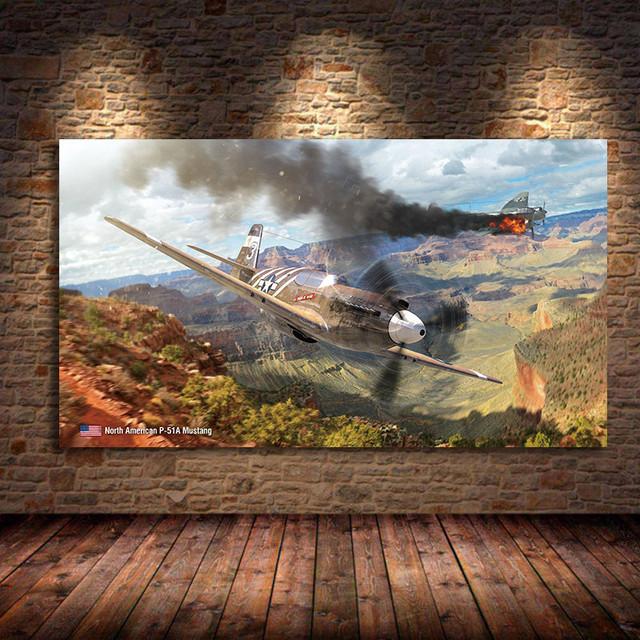Bf109 Fighter Air Combat Monoplane Fighter Canvas Painting Classic Aircraft Living Room Home Bedroom Decoration Wall Art Picture
