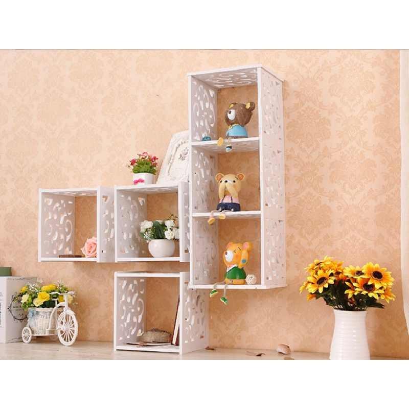 Shelf Storage Creative Wall Mounted Grid Rack Bedroom Nightstand Decorative