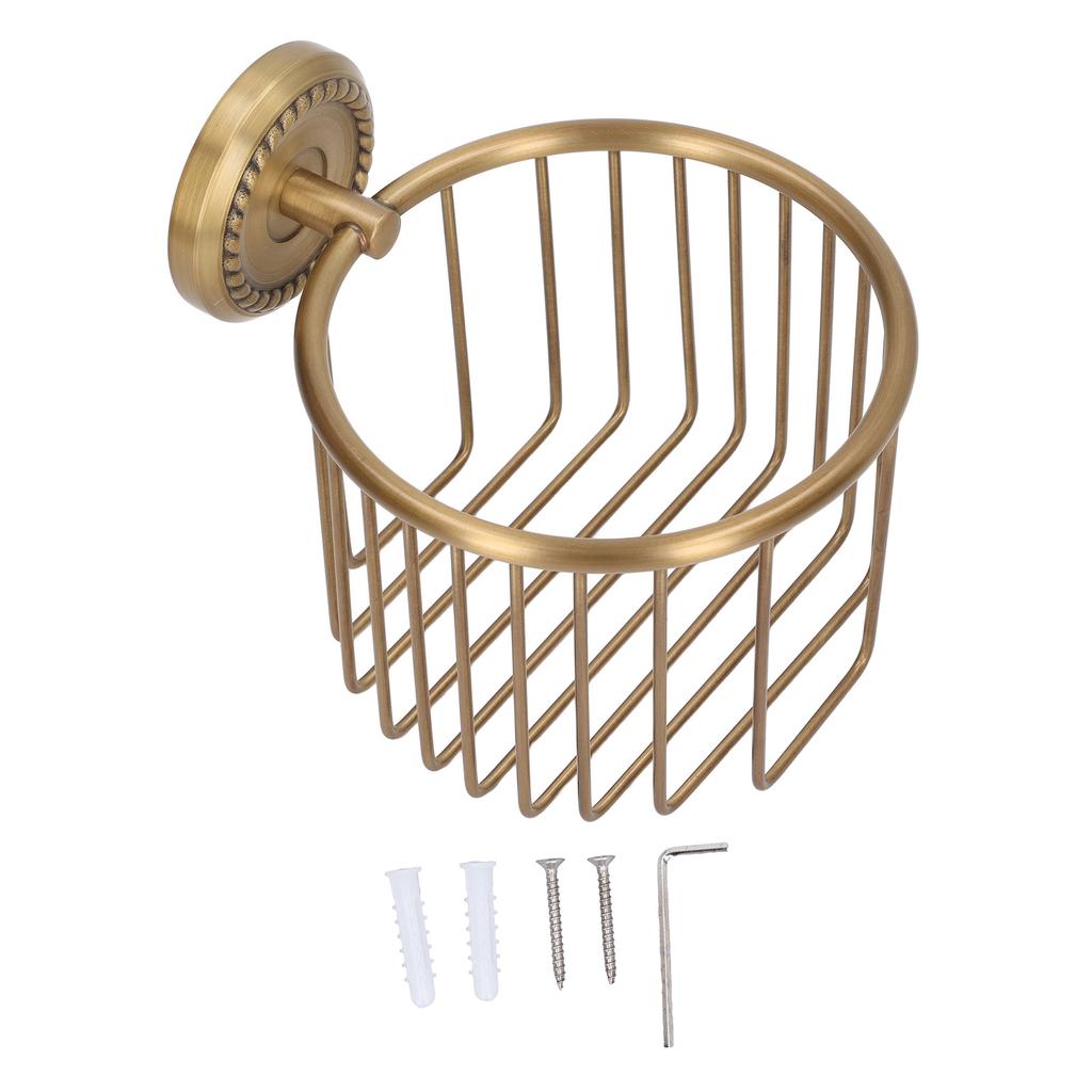 Hollow Out Toilet Paper Holder Antique Rust Proof Wall Mounted Tissue Roll Basket Rack for Bathroom