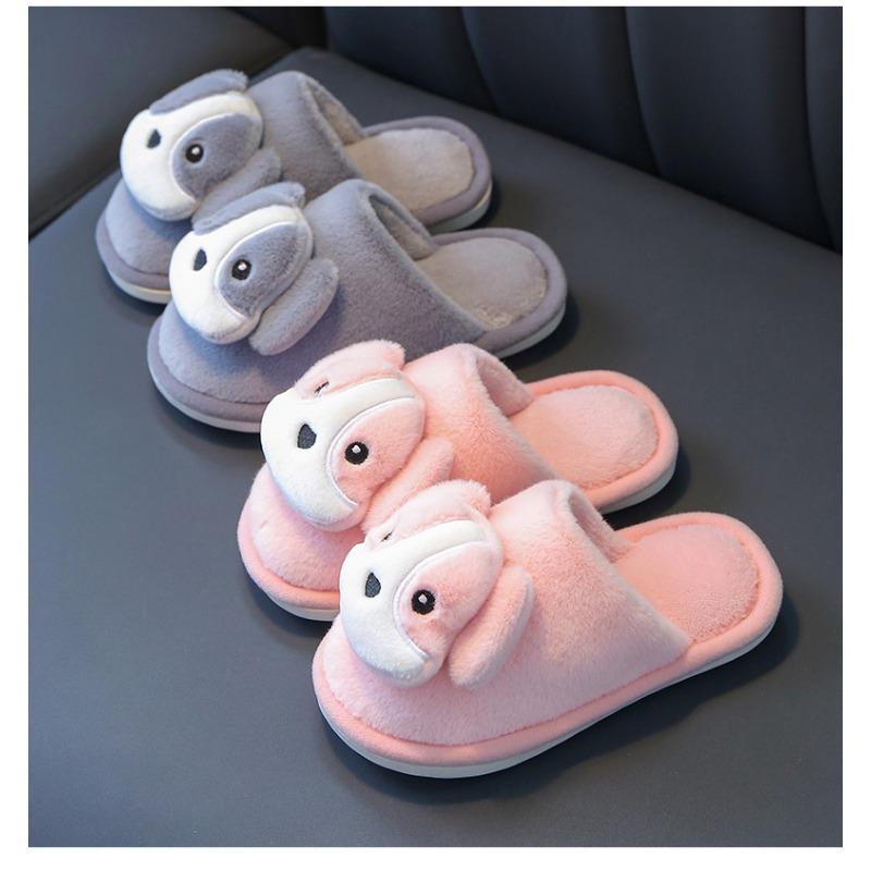 Детские хлопковые тапочки зимние для дома с плюшевой подошвой