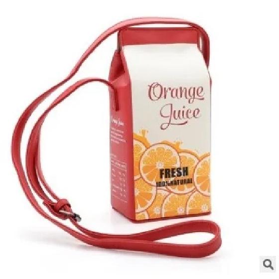 New Printing Friut Milk Beverage Bottle PU Women Shoulder Bags Mini Wallet Bags Small Korean Version Mini-Bag
