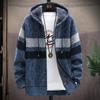 Cardigan Men Sweaters Coats Winter Fleece Knitted Sweater Jacket Warm Zipper Wool Hooded Cardigan