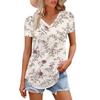 Women's Fashion Casual Short-Sleeved Floral Print T-Shirt Shirt Temperament Shirt V-neck Top