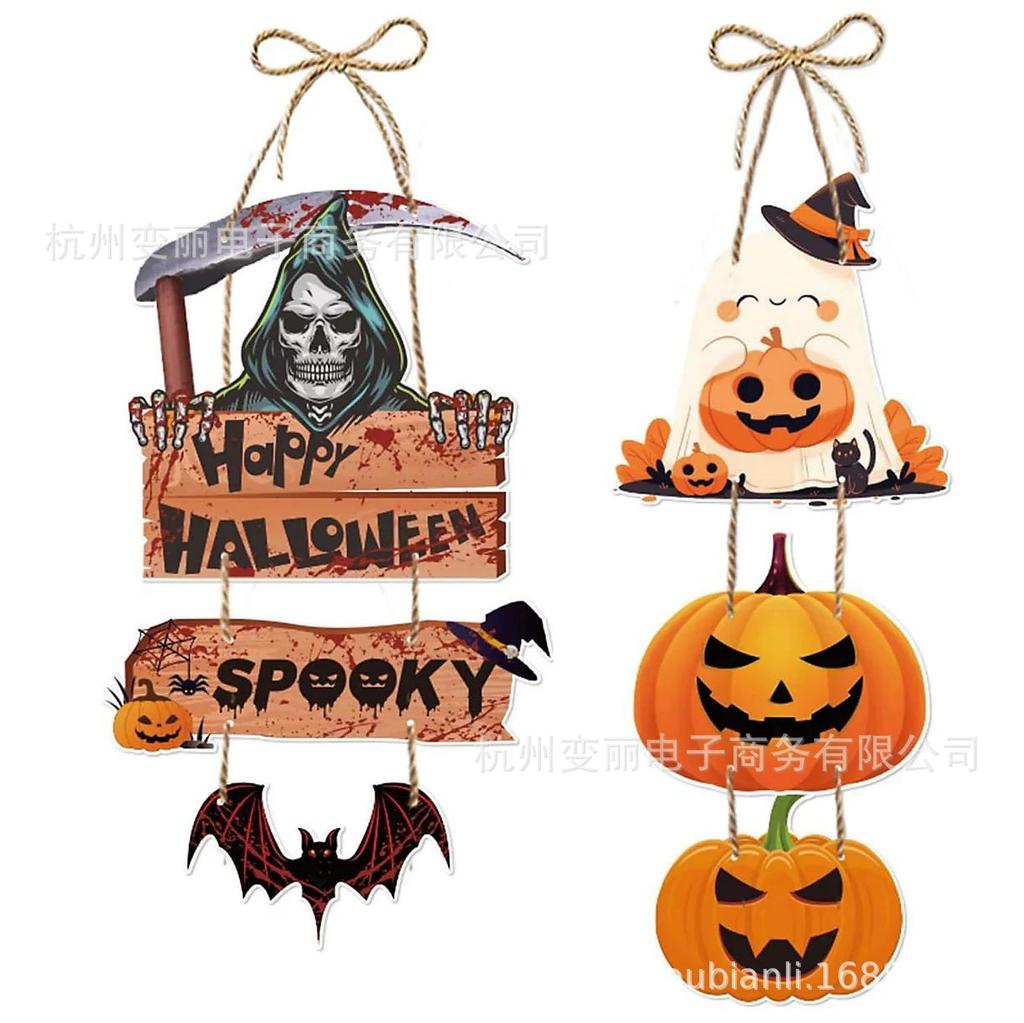 Halloween Door Hanger Pumpkin Bat Skeleton Witch Ghost Party Decor