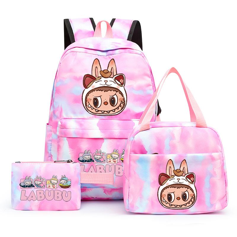 3Pcs/set Printed Backpack with Lunch Bag Pencil Case Student Teenager Boy Girl Bagpack Women's Backpack Set Travel Bag