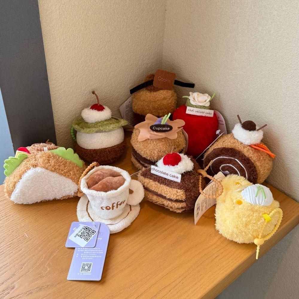 Cookie Cupcake Sandwich Cheese Doll Afternoon Tea Series Dessert Plush Keychain Jewelry Gfit