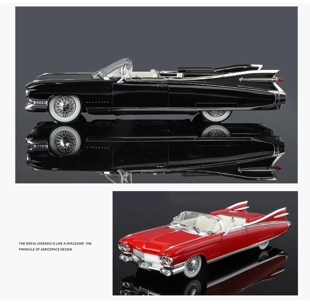 1/24 Cadillac Eldorado Biarritz Series 62 Модель спортивного автомобиля из сплава Литой металл Классические ретро автомобили Модель автомобиля Звук Свет Детская игрушка Подарок