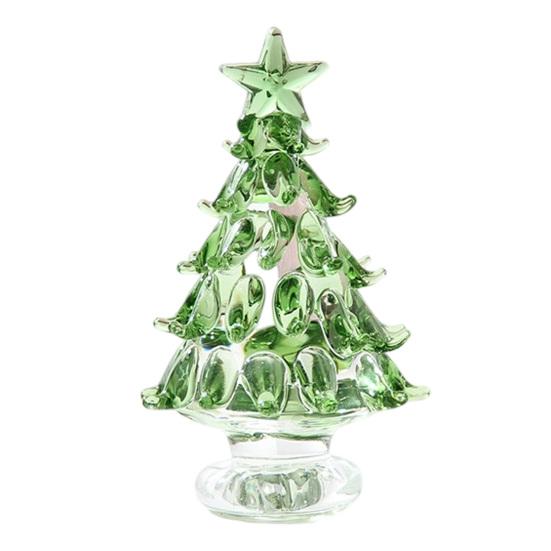 Romantic Christmas Atmosphere Decor Hand Blown Glass Tree Figurine, Faux Crystal Holiday Tabletop Ornament, Festive Seasonal Home Accents Miniature