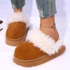 Fashion Fashion Platform Fluffy Slippers Women Indoor Thick Sole Non Slip Plush House Shoes Woman Autumn Winter Warm Faux Fur Slippers