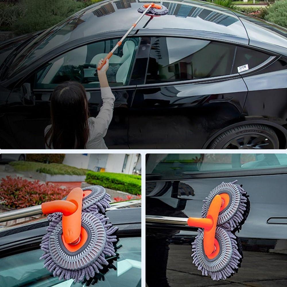 Long Handle Car Washer Mop Double Brush Head Car Cleaning Kit Car Window Cleaner Tool Windshield