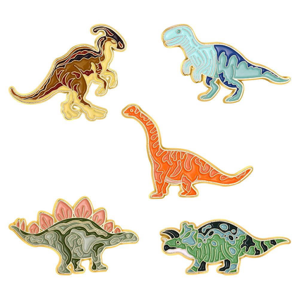 5-6 pcs/set Dinosaurs Park Enamel Pins Butterfly Hedgehog Frog Brooches Lapel Badges Animal Plant Jewelry Gift for Kids Friends