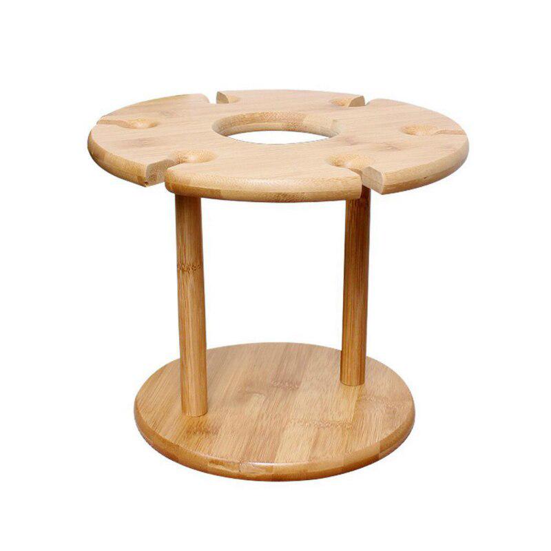 Съемная винная полка Деревянный держатель для бокала для вина Бамбуковая настольная винная полка для 6 стаканов и 1 бутылки вина