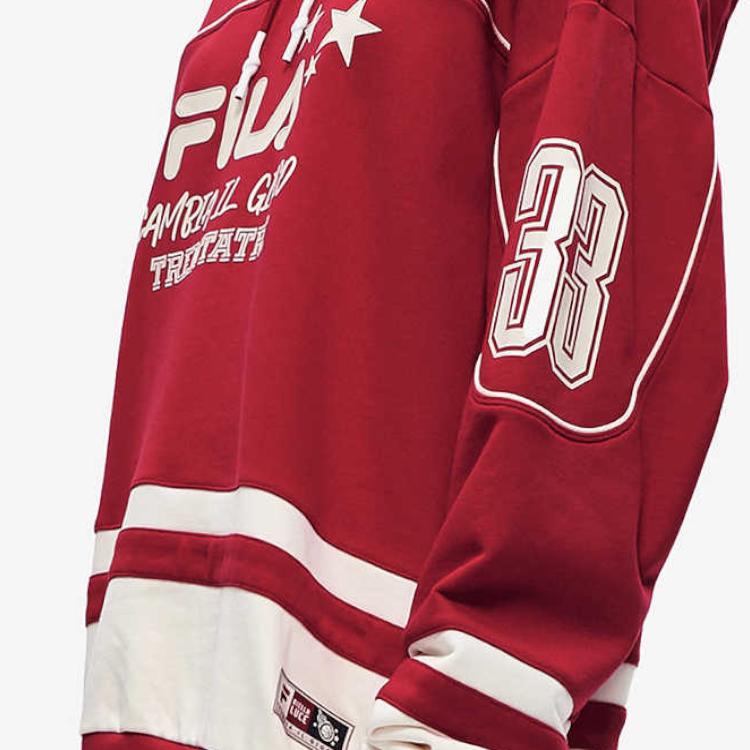 Fila Fusion Свитшот с капюшоном и принтом логотипа, повседневный, с длинным рукавом, ретро, спортивный, с буквами, унисекс, цвет Китайский красный T11U245201F-RD