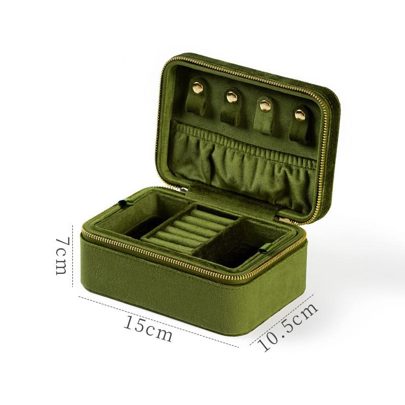 Velvet Jewelry Box Portable Travel Organizer Double Layer Ring Slot
