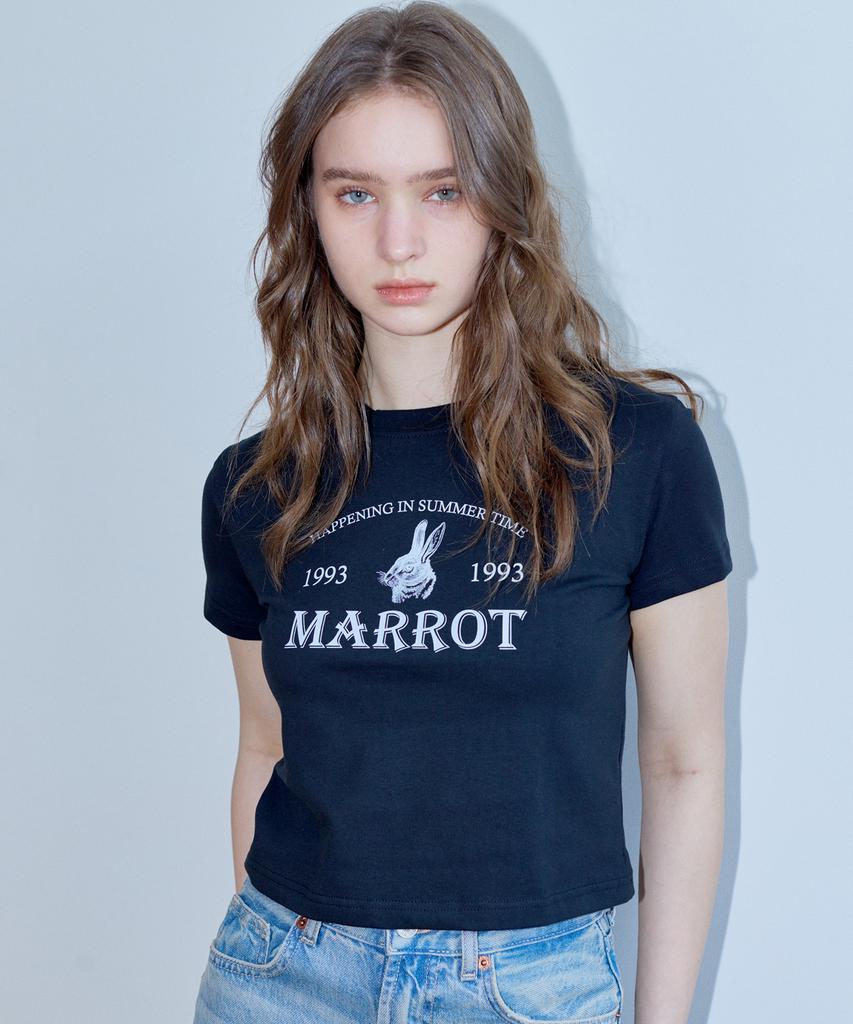 MARROT Holiday Rabbit Crop T-Shirt_Black