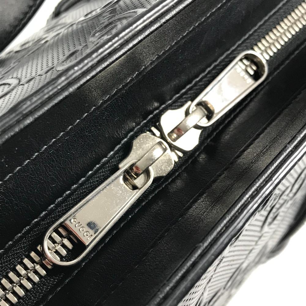 GUCCI 625774 GG embossed logo Bag Tote Bag Shoulder Bag Leather Black