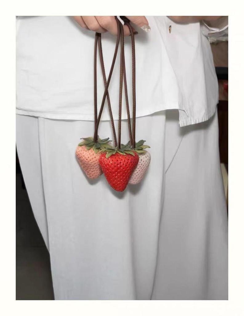 High-End Cute Strawberry Pendant: Fashionable 3D Bag Charm and Backpack Accessory for Couples