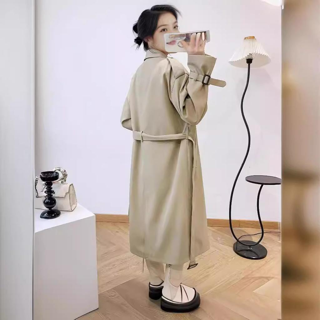 Женская весна и осень, новый стиль, драпированная ветровка, женская длинная выше колена, двубортная, женская верхняя одежда для поездок на работу