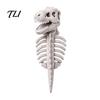 Fluorescent Bone Pet Gear Dinosaur Skeleton Costume, Soft Plush T-Rex Halloween Glow in The Dark Costume Outfit, Funny Cosplay Apparel for Cats