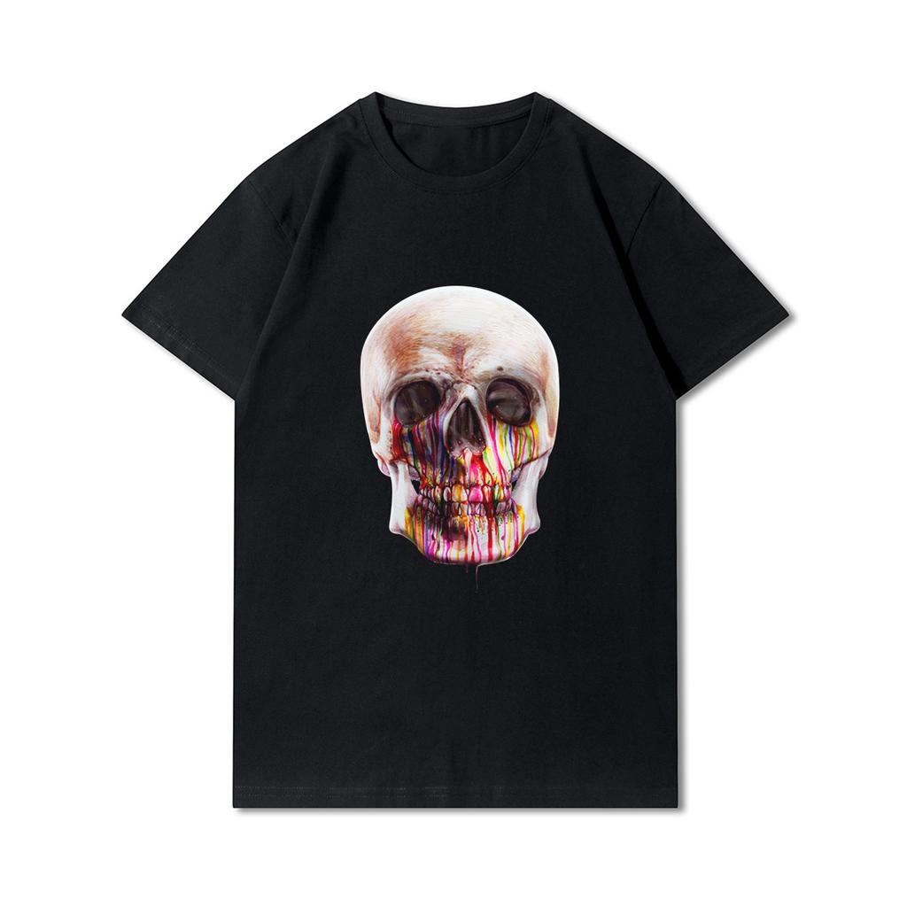 Plus Size 30 Patterns Cotton Harajuku Men T-Shirt Skull Print Tees Round Neck T Shirt Casual Tops