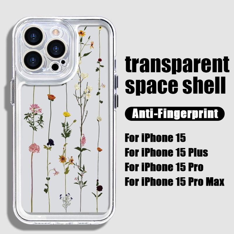 Прозрачный чехол с цветочным принтом для iPhone 16 15 14 11 Pro Max 13 12 Mini 15 14 Plus XR Xs Max 7 8, защита объектива, ударопрочный цветной силиконовый чехол