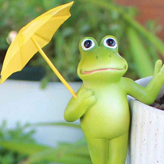 2 шт. Фигурка лягушки с зонтиком, смола, украшение лягушки, край цветочного горшка