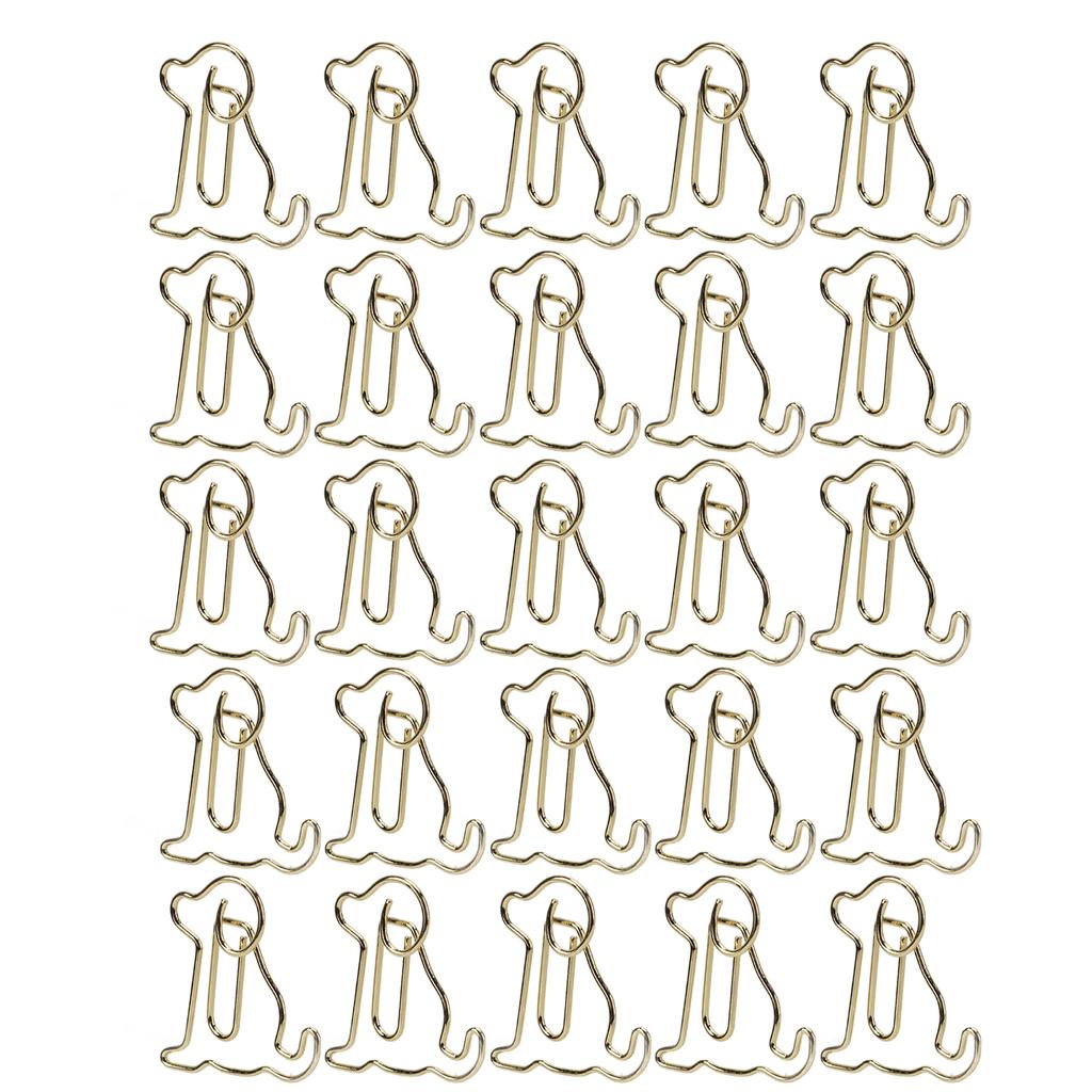 25pcs Shaped Paper Clips Metal Material Light Portable Golden Puppy Shapes Office Clips for