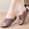 Летние женские сандалии на толстой подошве, кожаные однотонные домашние сандалии, женские тапочки