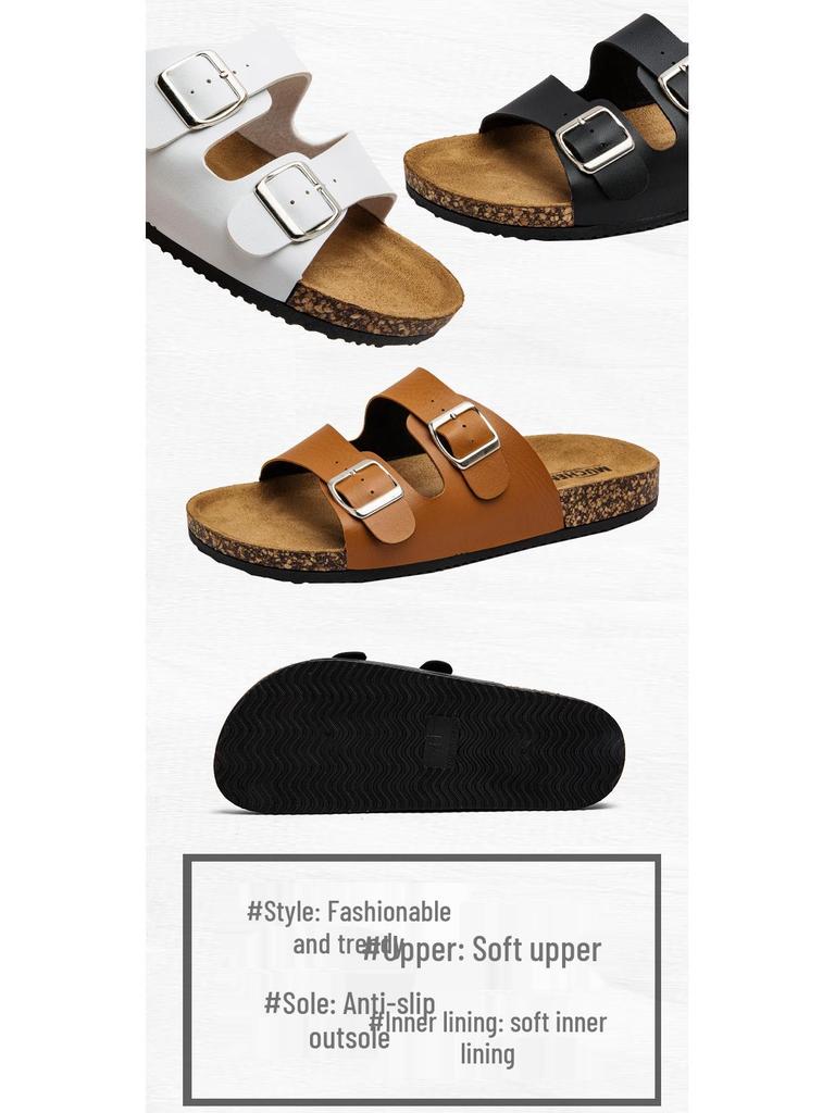 Мужские сандалии Birkenstock с двумя пряжками и открытым носом - Летняя повседневная уличная обувь Шлепанцы