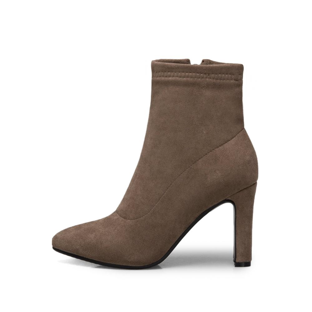 New High Heel Boots Women Korean Style Autumn and Winter High Heel Stretch Thin Boots Pointed Toe Sock Boots Women Gray