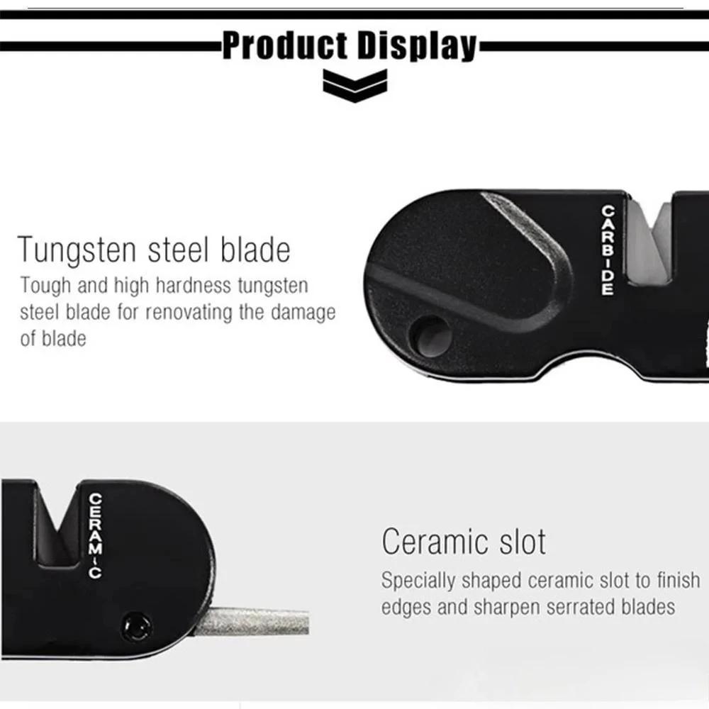 Портативная точилка для ножей 4-в-1. Многофункциональная уличная портативная точилка для ножей из вольфрамовой стали. Мусат для заточки ножей.