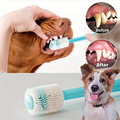 Микрофибровая щетка 360 градусов, зубная щетка с мягкой щетиной, универсальный инструмент для чистки полости рта для кошек и собак, мягкий и не травмирующий десны