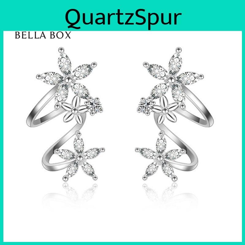 Цветок для уха Bella Box Изогнутый зажим Серьги-гвоздики с цирконами Для элегантных серег Украшения
