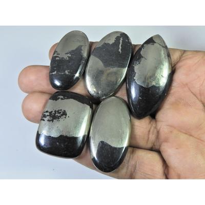 295Cts. Натуральный Пирит Апачи Золотой Смешанный Кабошон Россыпной Драгоценный Камень 5 Шт. Партия C-1274
