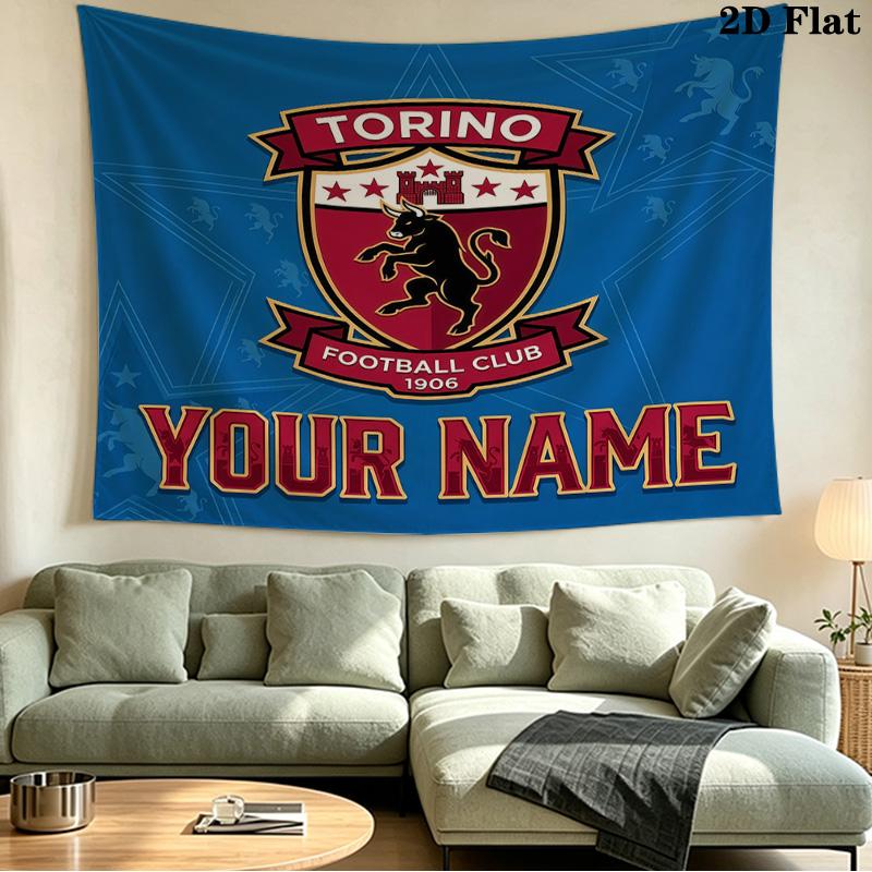 Custom Name Torino F.C Printed Tapestry – Wall Hanging for Bedrooms, Dorms, and Home Decor