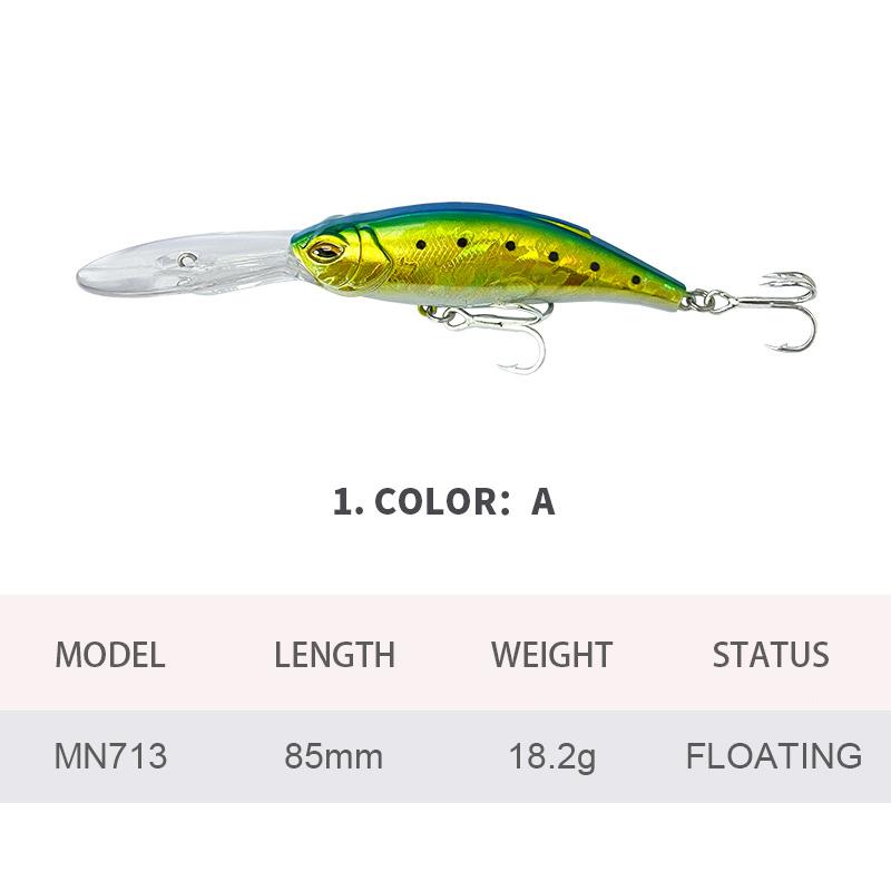 8.5cm 18.2g Fishing Lures Floating Minnow Wobbler Long Casting Deep Diving Swing Jerkbait Artificial Hard Bait Trout Bass MN713