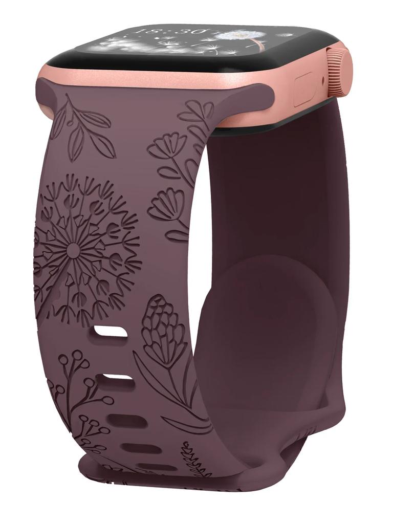 Силиконовый ремешок для Apple Watch Band 49 мм, 45 мм, 44 мм, 42 мм, 41 мм, 40 мм, 40 мм, браслет с гравировкой и цветочным рисунком iwatch series 9 7 ultra 2 se 3 6 8 5 4