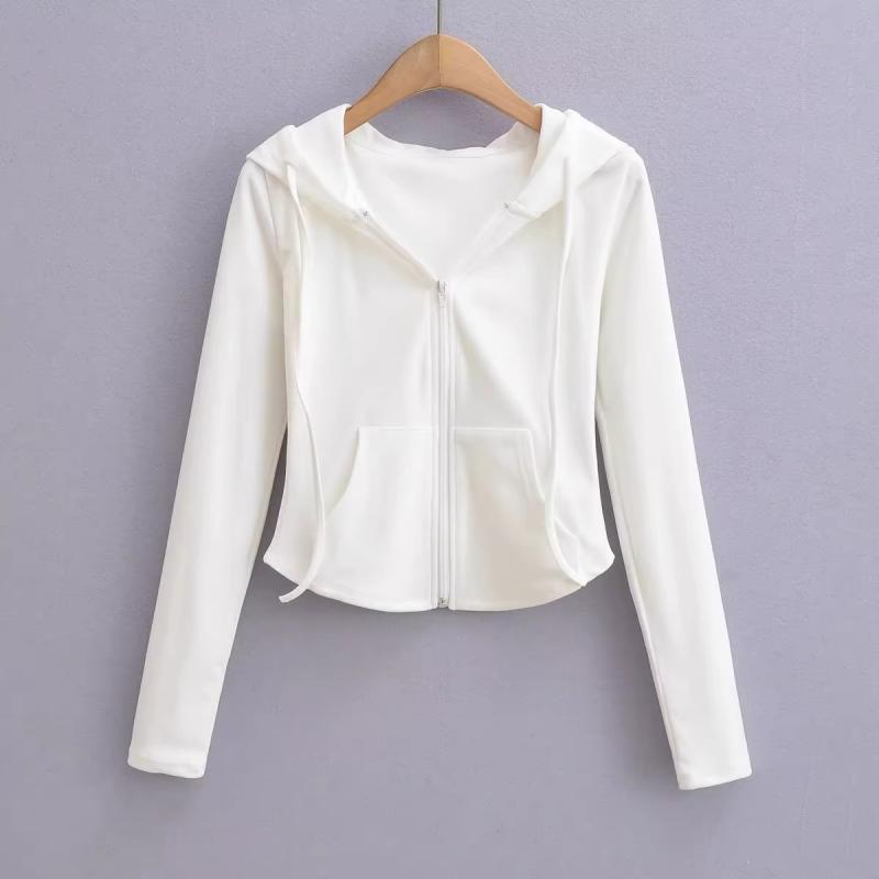 Fall Fashion Cropped Hoodies Women Full Zip Up Hoodie Korean Fashion Sweatshirts Hooded Cute Long Sleeve Crop Top Sexy Slim