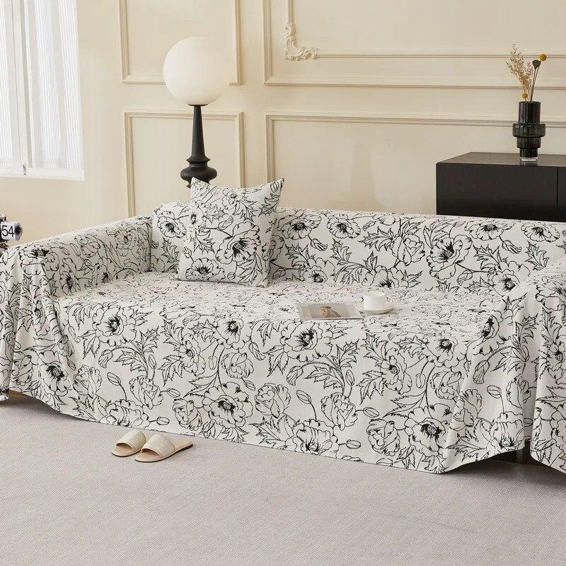 Двусторонний чехол для дивана из синели, одеяла с цветочным принтом, многофункциональное одеяло для дивана, полотенце, чехол для стула, подходит для всех сезонов