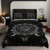 Boho Sun And Moon Duvet Cover Set Black White Floral Bedding Set Bohemian Exotic Comforter Covers Queen Bedroom Decor All Season