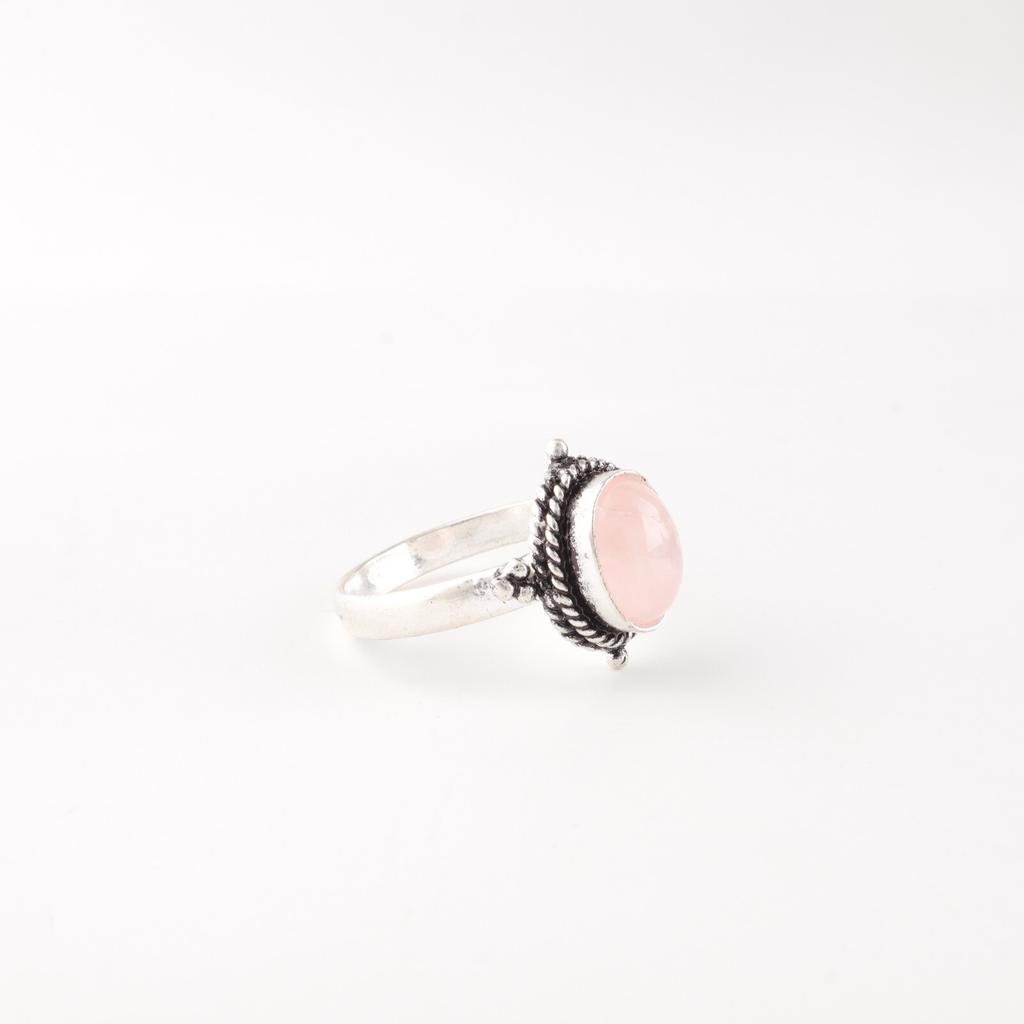 Rose Quartz Gemstone 925 Solid Silver Jewelry Handmade Ring For Anniversary Gift RR-9-25