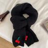 Cherry Knitted Wool Scarf Female Winter Cute Girl Soft Girl Small Fresh Versatile Student Warm Scarf