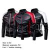 Men Coat Contrast Colors Stand Collar Motor Slim Vintage Classic Faux Leather Jacket for Biker