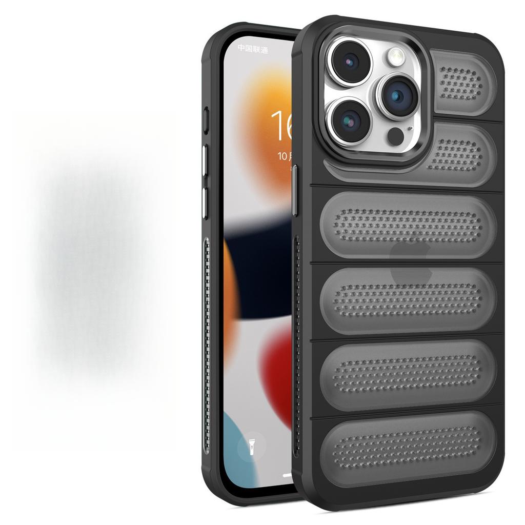 Подходит для iPhone16proMax Матовый Дышащий Отверстие для отвода тепла Чехол для мобильного телефона Apple 15 Противоударная Сетчатая Оболочка 14 Защитная Крышка