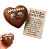 Love Heart Football Pocket Hug with Positive Card Emotional Support Heart Shaped Baseball Pocket Token Players Fans Collectible Encouragement Gift